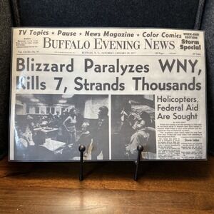 The‎ Blizzard of '77 BUFFALO EVENING NEWS Vinyl Placemat Approx 11"x17" 1-29-77